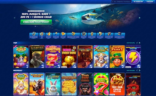 BassBet Casino – Découvrez nos bonus et jeux en ligne les plus appréciés Interface principale du BassBet Casino présentant le bonus de bienvenue et une sélection de jeux populaires
